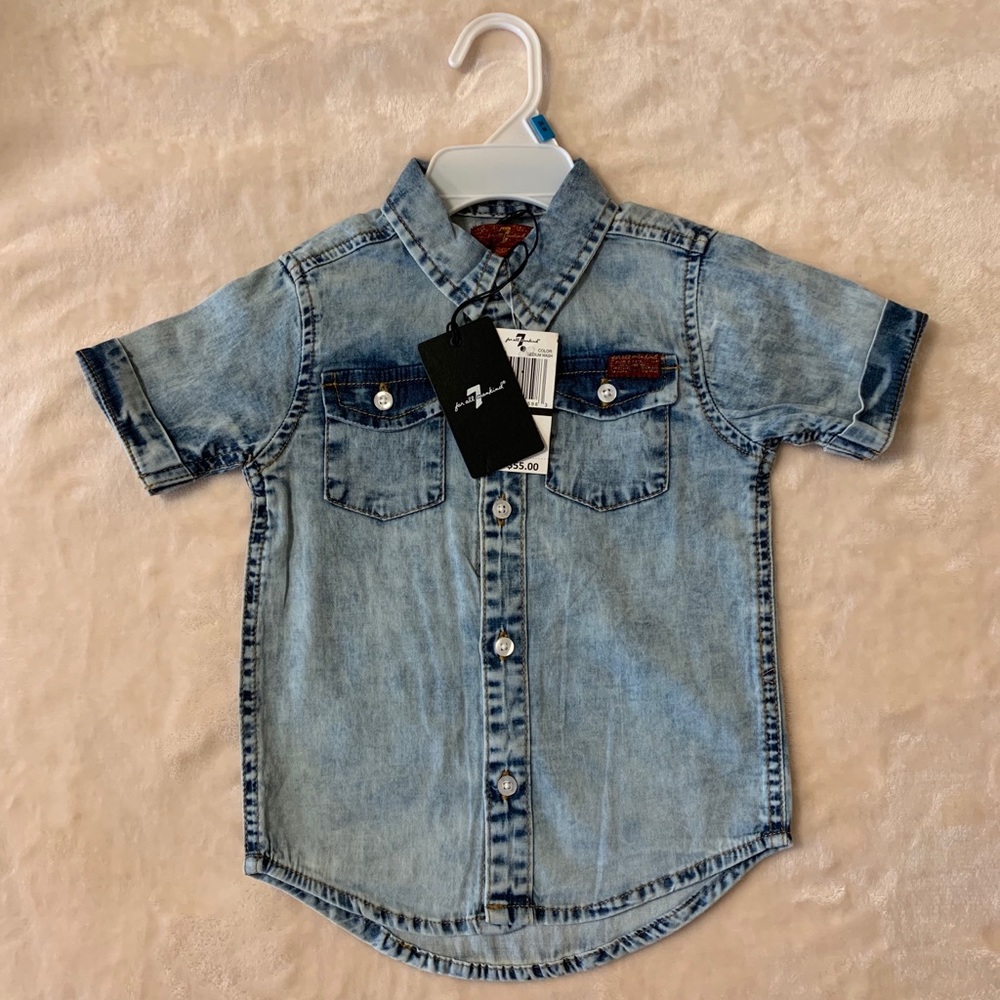 NWT 7 For All Mankind Boys Button Shirt Pants Set - Picture 4 of 6